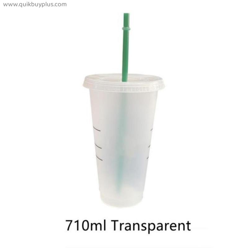 16/24oz Reusable Straw Cup With Logo Coffee Mugs For Bubble Tea Boba Milk Fruit Drinking Cups Summer Cold Water Bottle Tumbler