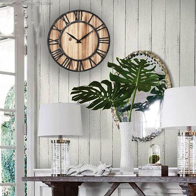 16Inch Large Wooden Wall Clock Home Decor, Rustic Farmhouse Clocks, Silent Non-Ticking Decorative Wall Clocks for Living Room, Bedroom, Kitchen, Office.