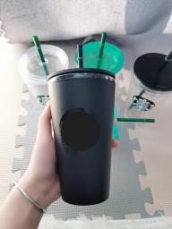 16oz Straw Cup Coffee Mug with Logo Reusable Mug Plastic Coffee Cup Tumbler Matte DIY Water Bottle Christmas Gift