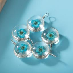 18# Iron Wire Glass Ball And Flowers Flower Pendant For DIY Earrings Bracelet Choker Necklace Jewelry Making Beads 0A4#2312