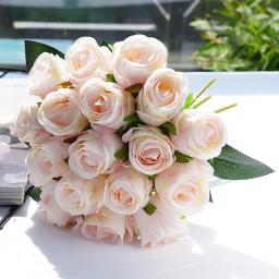 18pcs/lot Rose Artificial Flowers Wedding Bouquet Silk Rose Flower for Home Party Decoration Fake Flowers Christmas Flowers