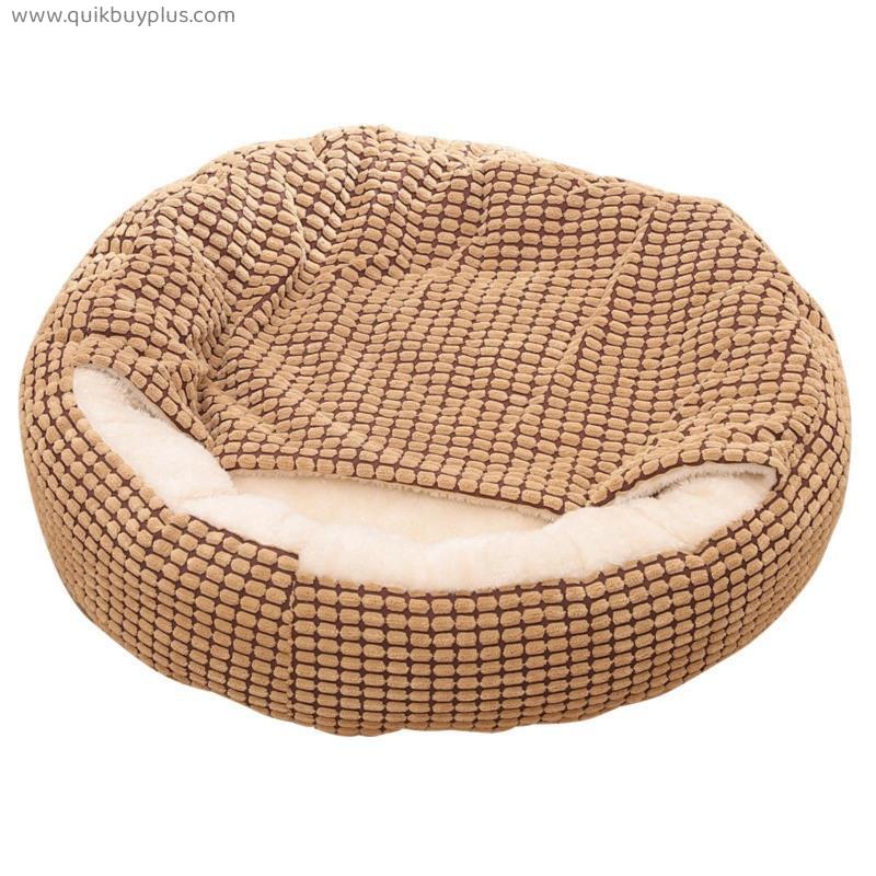 19.6 Inch Small Dog Bed Cat Bed With Hooded Blanket Orthopedic Puppy Pet Bed Dog Burrow Cat Cave - Anti-Slip Bottom