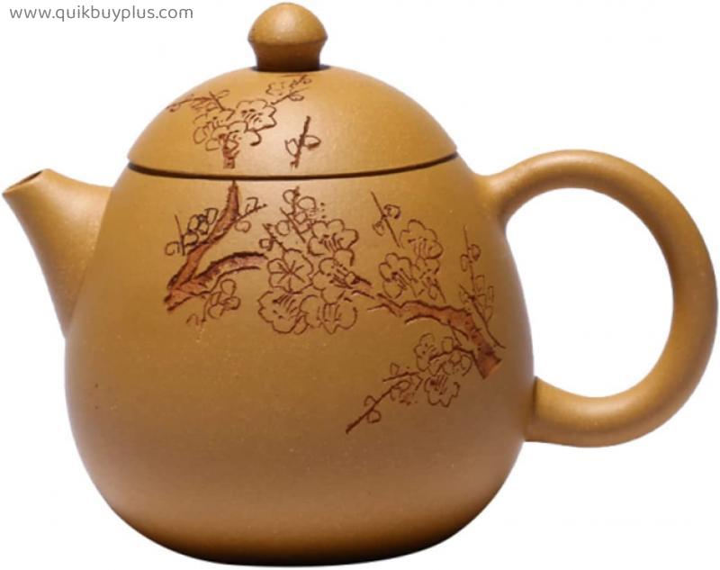 190ml Raw Ore Section Mud Dragon Egg Teapots Classic Yixing Purple Clay Tea Pot Hand Painted Plum Bossom Filter Tea Kettle