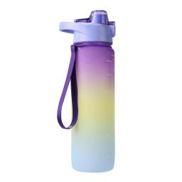 1L Outdoor Water Bottle Leak Proof Drinking Kettle for Sports Hiking Camping Plastic with Time Marker Portable Cup