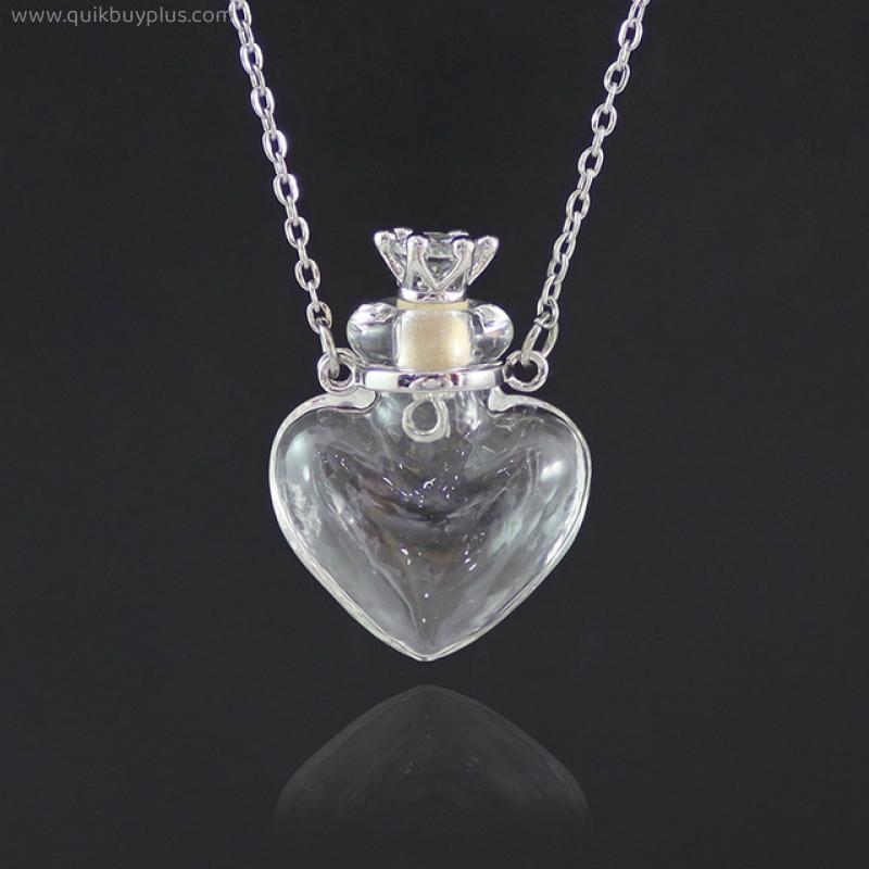 1PC Clear Water Drop Perfume Bottle Necklaces Essential oil Keep Openable Make a Wish Pendant Blood Vial Necklace For Women