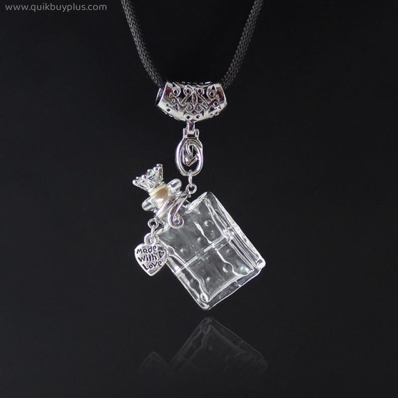 1PC Clear Water Drop Perfume Bottle Necklaces Make with Love Charm Wishing Ball Pendants Women Gift