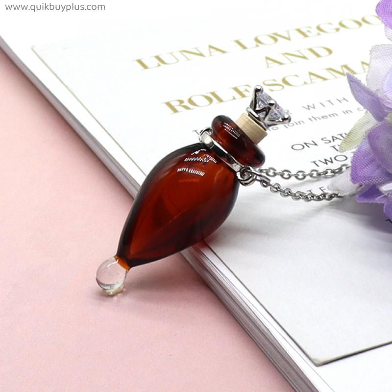 1PC Colorful Water Drop Essential Oil Bottle Necklace Murano Glass Perfume Vial Necklaces Perfumes For Women