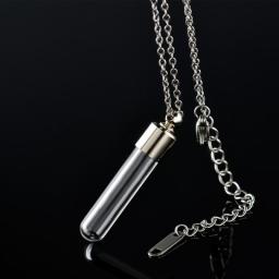1PC Glass Perfume Bottle Pendant Necklaces Stainless Steel Chain  Name On Rice Glass Bottle NecklaceKeepsake Jewelry