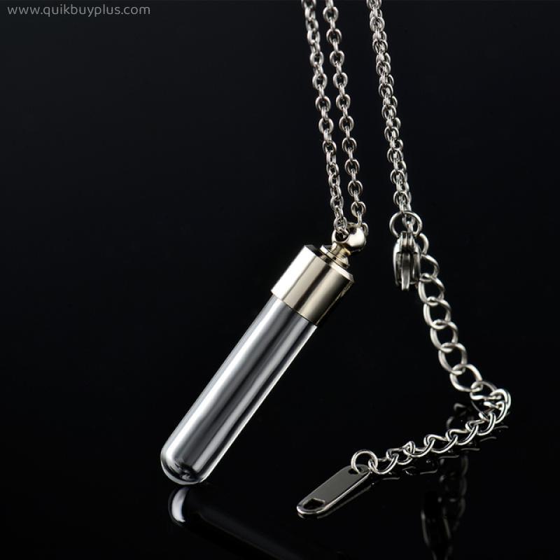 1PC Glass Perfume Bottle Pendant Necklaces Stainless Steel Chain  Name on Rice Glass Bottle NecklaceKeepsake Jewelry