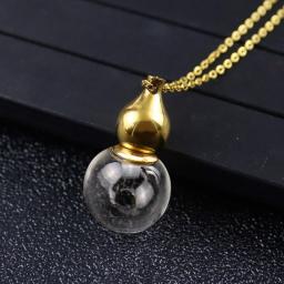 1PC Glass Perfume Gourd Shape Bottle Pendant Necklaces Stainless Steel Chain Keepsake Jewelry