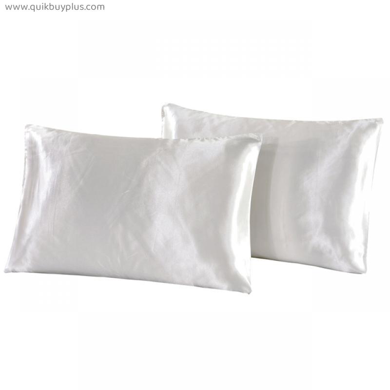 1PC Pillow Case Satin Solid Color Silk Pillowcase Pillow shams Twin Queen Cal-King5
