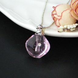 1PC Pink Crystal Vial Pendant With Ball Chain Necklace name on rice crystal vials Necklaces Wishing Bottle Pendant Necklace