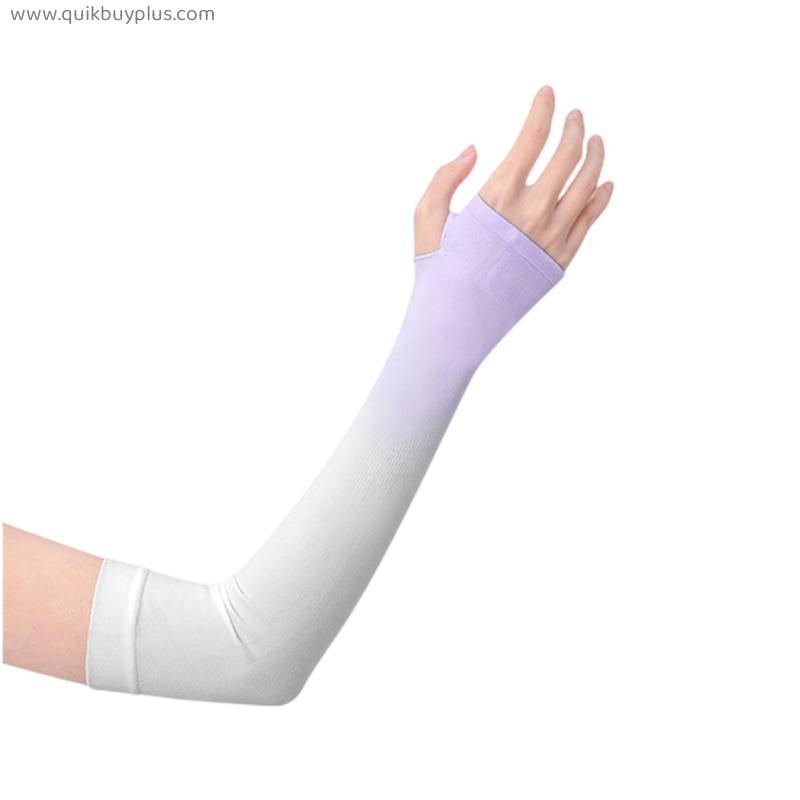 1Pair Gradient Ice Sleeve Sunscreen Arm Sleeves Arm Guard Ice Silk Covers Oversleeve UV Protection Cycling and Driving Women Men