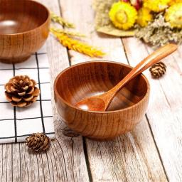 1Pc Wooden Bowl Japanese Style Wood Rice Soup Bowl Salad Bowl Food Container Large Small Bowl Tableware Wooden Utensils