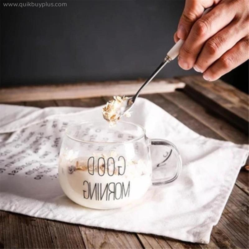 1Pcs Letter Print Creative Glass Coffee Mugs Transparent Breakfast Milk Cup Glass Tea Drinks