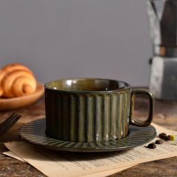 1Pcs Retro Ceramic Coffee Cup And Plate Set Creative Hand Gift Cups Afternoon Tea Pull Flower Mug Coffee Mugs