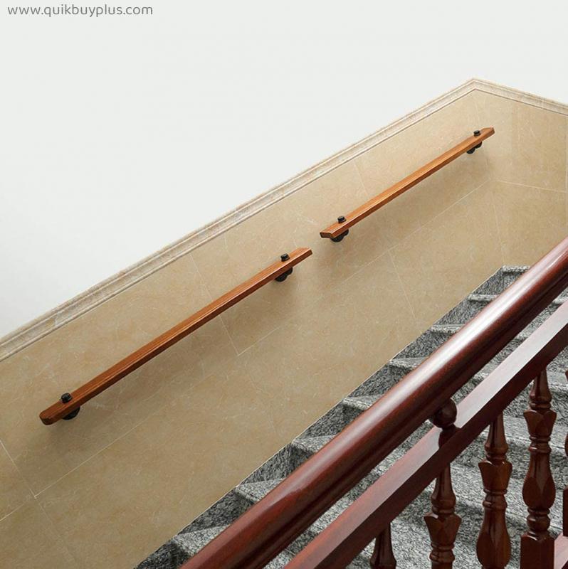 1ft-20ft. Solid Wood Stair Handrail, Pine Anti-Slip Safety Railings, Wrought Iron Brackets, Suitable for Stairs, Bars, Kindergartens