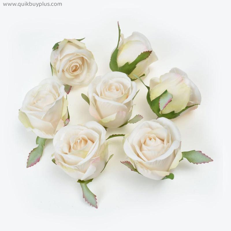 1pcs new artificial flower high quality silk rose head wedding home Christmas decoration diy flower wall scrapbook gift box