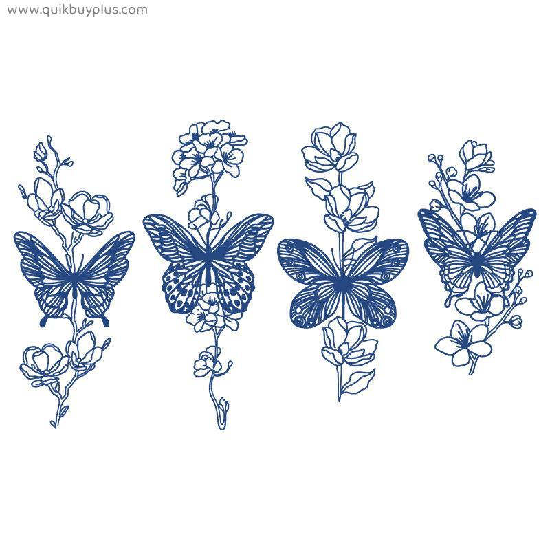 2 PCS Herbal tattoo stickers female waterproof durable butterfly rose semi-permanent arm chest calf