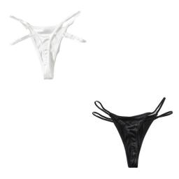 2 Pack Sexy Panties Thong Low Waist Panties Women's Lingerie Women's Panties Solid Color Panties Underwear Satin Design Thongs