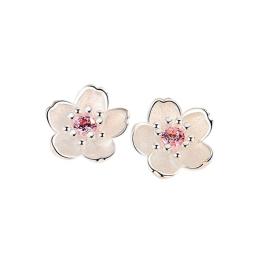 2 pairs Earrings Cherry Blossom Pink Zircon Ear Studs Simple and Popular Earrings for Women