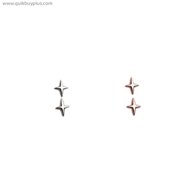 2 pairs Simple Stars Stud Earrings Women Fashion Temperament Party