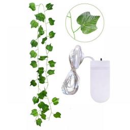 2.3m Silk Leaves Fake Creeper Green Leaf Ivy Vine 2m LED String Lights For Home Wedding Party Hanging Garland Artificial Flower
