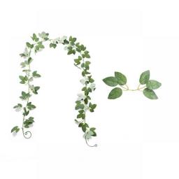 200cm Green Silk Leaves Hanging Garland Artificial Flowers Leaf Ivy Vine Fake Plant For Home Wedding Birthday Party Decor Wreath