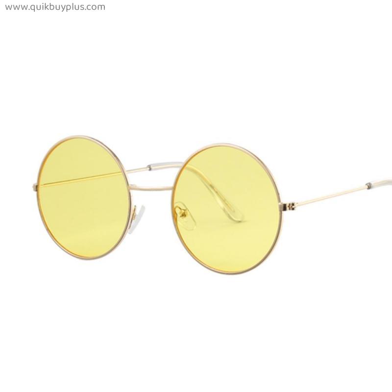 2020 Retro Round Yellow Purple Sunglasses Woman Brand Designer Sun Glasses For Female Male Alloy Mirror Oculos De Sol