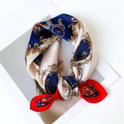 2021 New 100% Silk Scarf Women Small Square Neck Scarves Hairband Tie Design Print Foulard Female Neckerchief Chocker Bandana