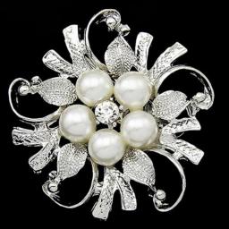 2021 New Fashion Imitation Pearl Rhinestone Crystal Flower Brooches for Women Wedding Bridal Party Round Bouquet Brooch Pin