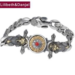 2021 Turquoise Buddha Vajra Mantra Zodiac Rotatable Bracelet Bangle 100Percent 925 Sterling Silver Fine Jewelry Men Women Bracelet B02