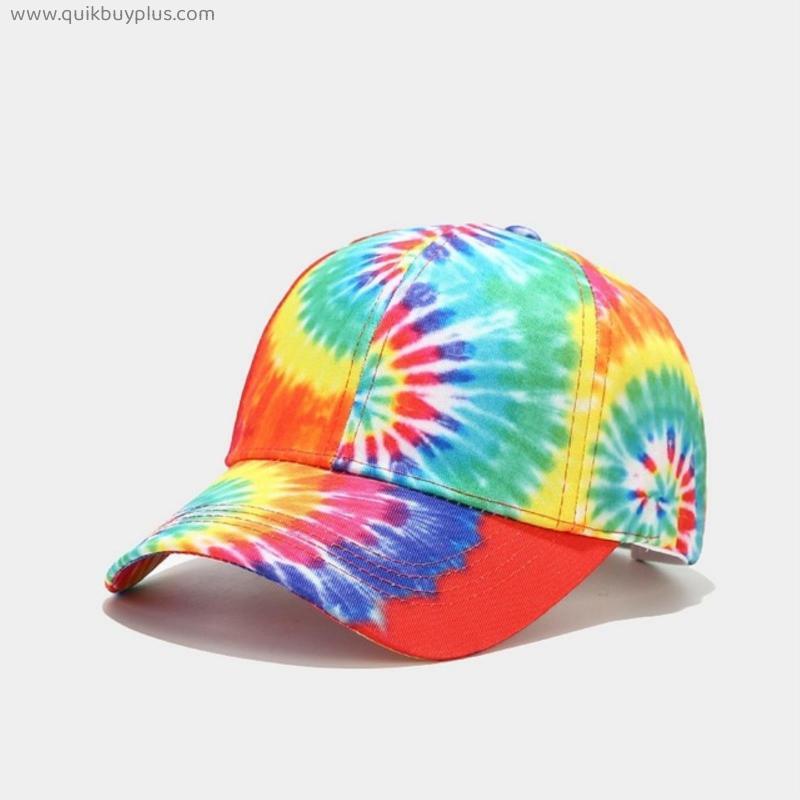 2021 Unisex Tie Dye Print Sun Hat for Men Women Outdoor Leisure Baseball Hat Sunscreen Female Hip Hop Cap Dad Hat Adjustable