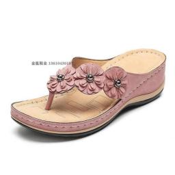 2021 Women's Sandals Summer Wedge Shoes Women Vintage Flower Flip Flops Female Ladies Slippers Woman Sandals Lady Casual Slides
