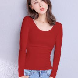 2022 Brand New Cotton Women's T-shirt Long-sleeved Solid Color Women T-shirts Leisure Woman T Shirt For Female Tops Tees