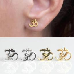 2022 Hot Sale Fine 925 Sterling Silver Cute Girl Yoga Om Ohm Sign CZ Stud Earring For Elephant Women Fashion Jewelry Party Gift