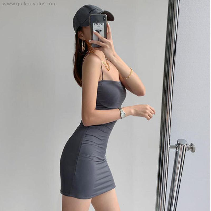 2022 Hot Spring Summer Women Dresses for Girls Strapless Camisole Tube Dress Women Mini Solid Grey Black Dress Slim And Sexy