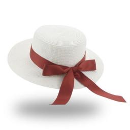 2022 New Bucket Hat Beach Summer Straw Hats Flat Top Ribbon Bowknot Elegant Protection Shading Fashion Beach Caps For Women