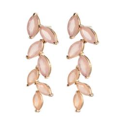 2022 New Exquisite Pink Color Leaf Zircon Dangle Earrings For Women Personality Wild Gold Plated Earring Wedding Party Jewelry