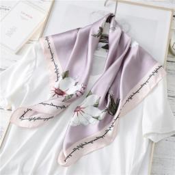 2022 New Silk Scarf For Lady Neck Hair Band Floral Print Shawls And Wraps Foulard Women Neckerchief Bandana Scarves