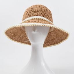 2022 New Wide Brim Straw Hat Summer Hat For Women Pearl Decoration Foldable Sun Hat Beach Hat Sun Protection Kentucky Derby Hat