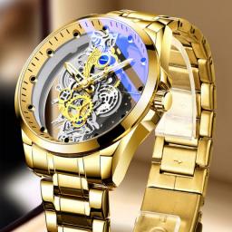 2022 Watch Men Skeleton Automatic Mechanical Watch Gold Skeleton Vintage Man Watch Mens Watches Top Brand Luxury часы мужские