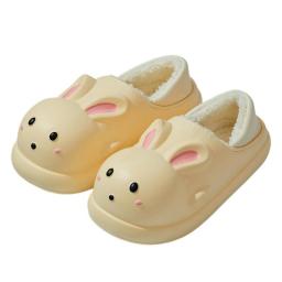 2022 Winter Fur Women Slippers Waterproof Cotton Slippers Women Warm Plush Cartoon Shape Indoor Slides Cute Rabbit Girls Shoes