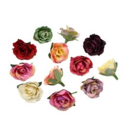 20PCs/Lot Mini Silk Rose Artificial Flowers Head 3.5cm Fake Flowers Wedding Home Decoration DIY Garlands Wreath Craft Accessorie