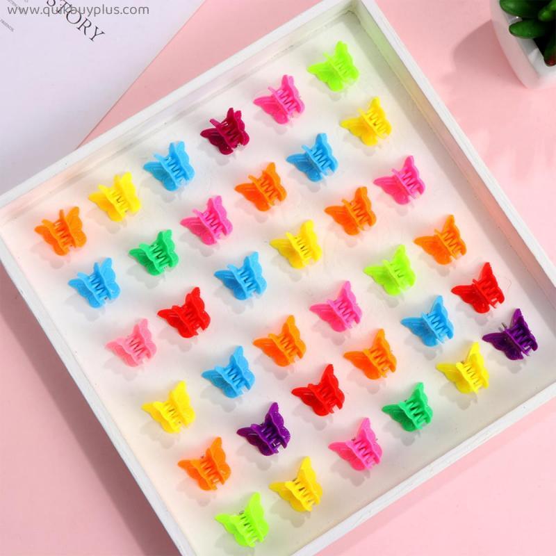 20Pcs Random Color Mini Butterfly Hair Clips Claw Barrettes Mixed Color Mini Jaw Clip Hairpin Hair Accessories For Women Girls