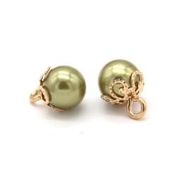 20pcs Green Faux Pearl Jewelry Wedding Buttons For Clothes Women Shirt Decorative Handmade Accessories For Needlework Wholesale
