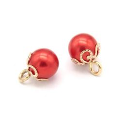 20pcs Red Faux Pearl Jewelry Wedding Buttons For Clothes Women Shirt Dress DIY Crafts Decorative Handmade Accessories Wholesale