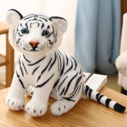 23-33CM  Lifelike Tiger Plush Toys Soft Wild Animals Simulation White Brown Tiger Jaguar Doll Children Kids Birthday Gifts