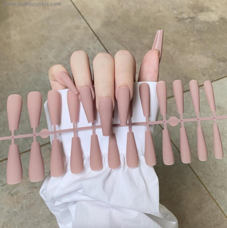 24Tips/Set Matte Super Long Coffin False Nail Artificial Fingernails Fake Nails Nail Beauty Finger Manicure  Items