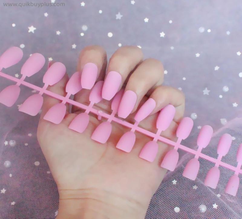 24pcs Fake Nails Frosted Matte Coffin Nail Tips For Extension Manicure Art s Press On Ballet Fake False Nails